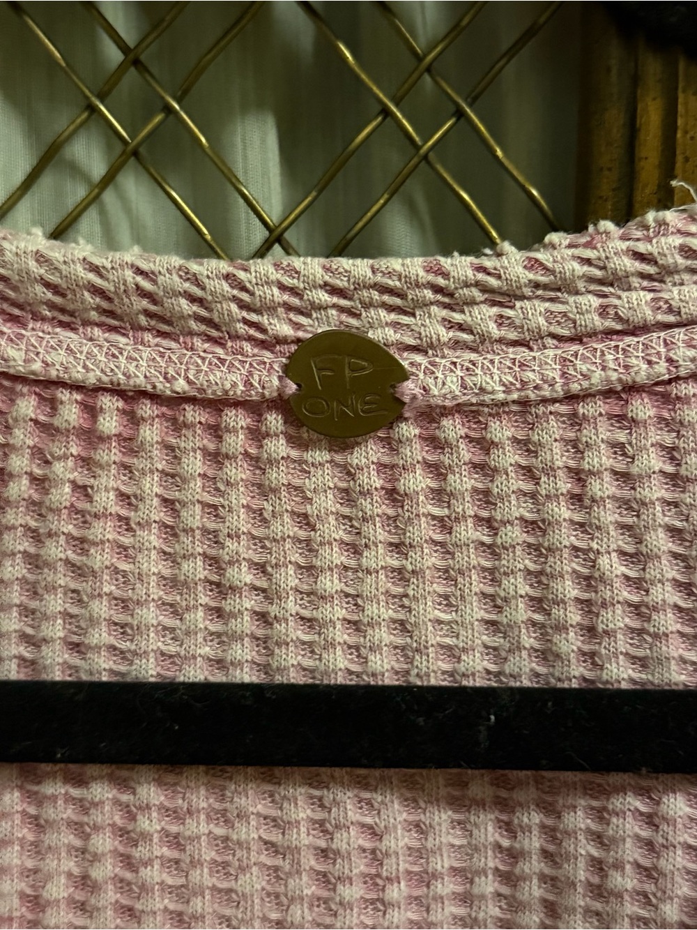 Free People FP One Colt Pink Waffle Thermal Henley SIZE MEDIUM - Picture 4 of 8